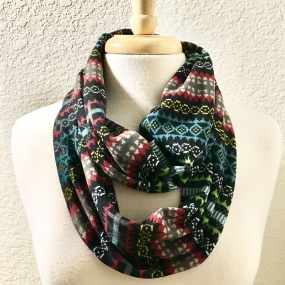 Nordic Stripe Polyester Jersey Infinity Scarf, NWT - Picture 1 of 7